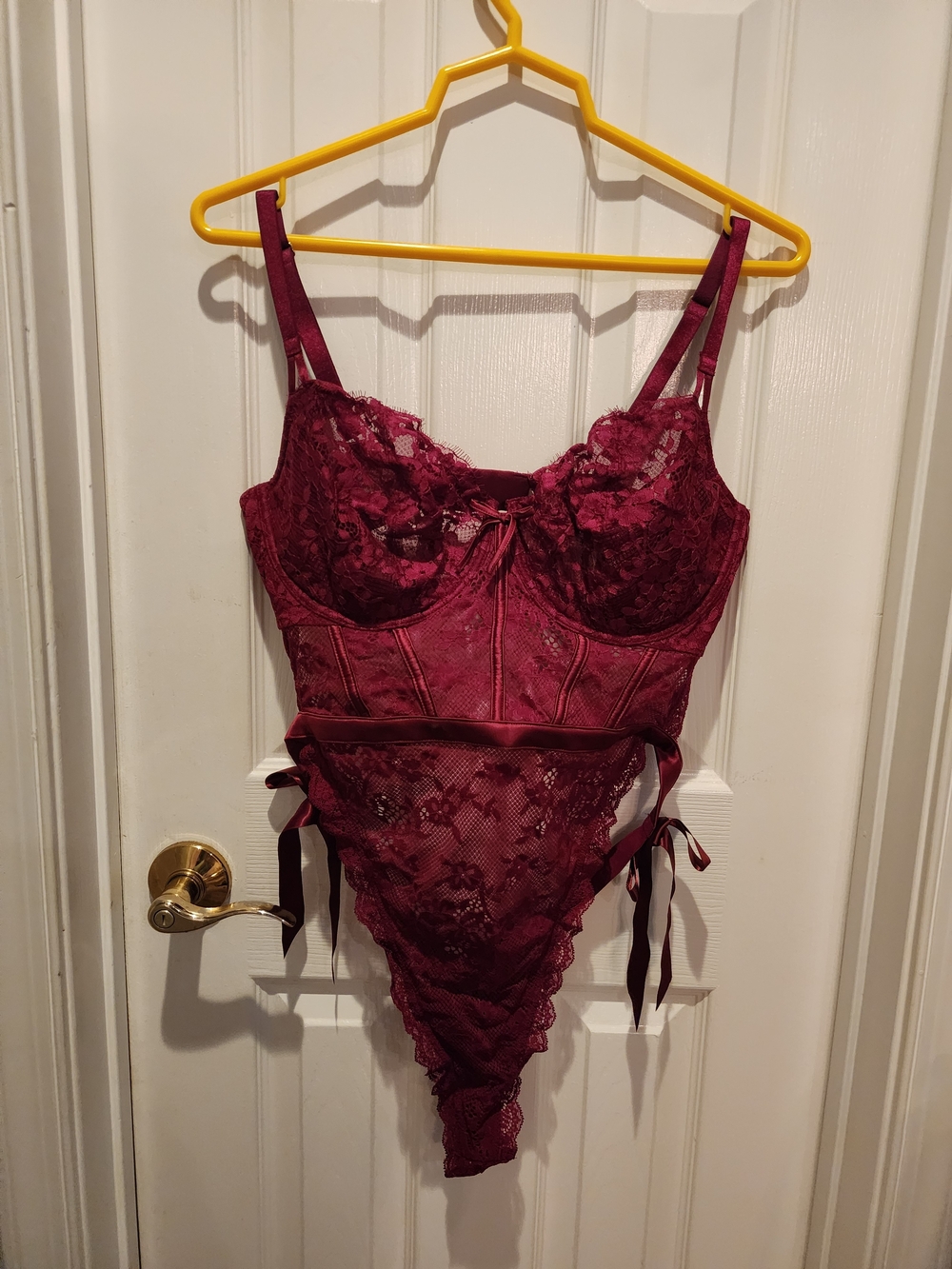 Victoria's Secret Wine Lace Bustier Teddy